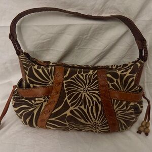 Fossil Brown and Tan Floral Shoulder Bag